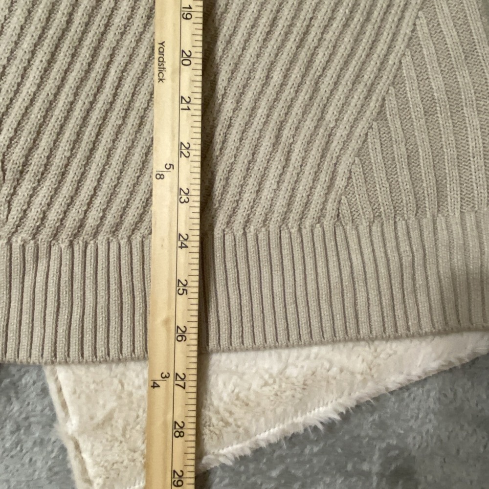 Chicos Faux Suede Open Front Vest Womens Size 3 Tan Ribbed Knit Back Wool Blend - Picture 5 of 7